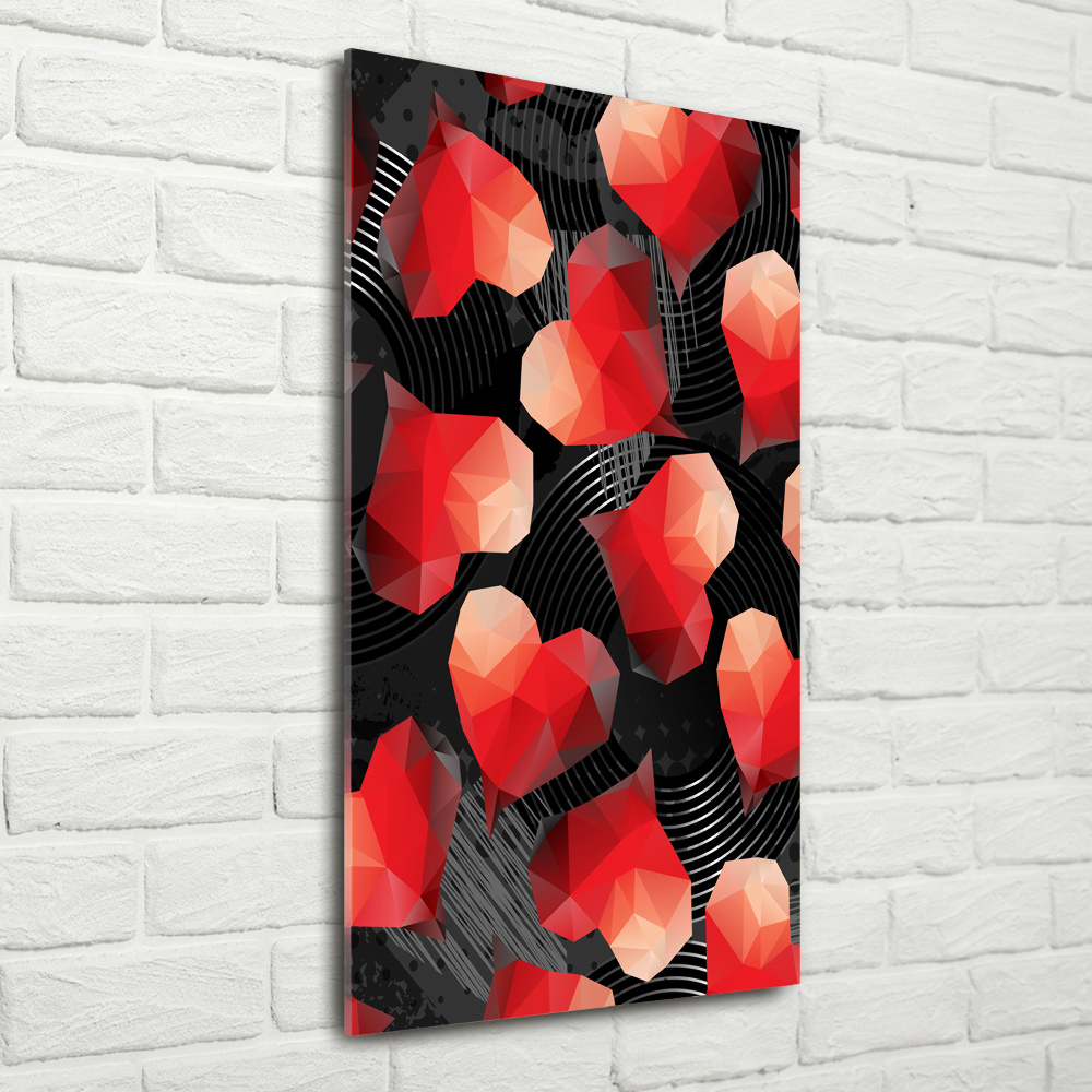 Wall art on glass Geometric hearts