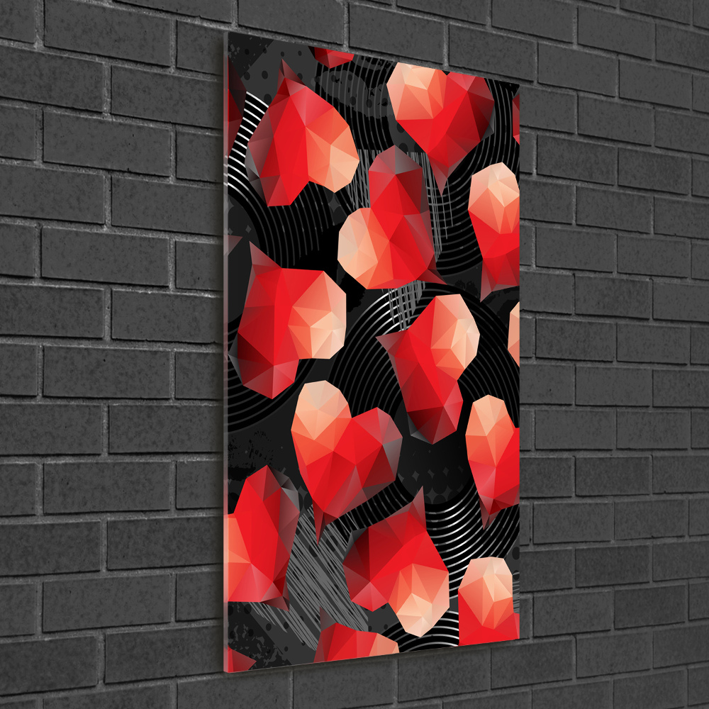 Wall art on glass Geometric hearts