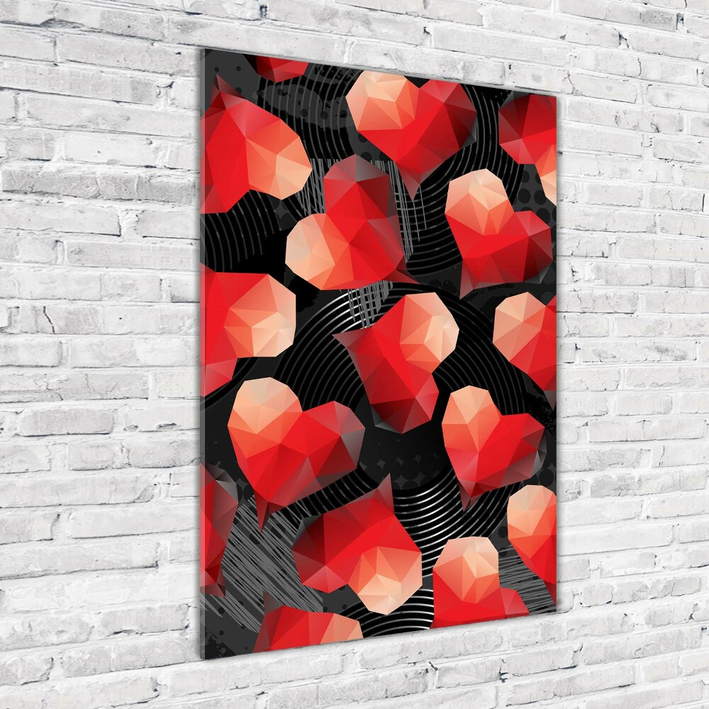 Wall art on glass Geometric hearts