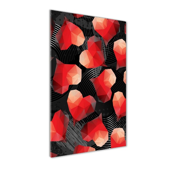 Wall art on glass Geometric hearts