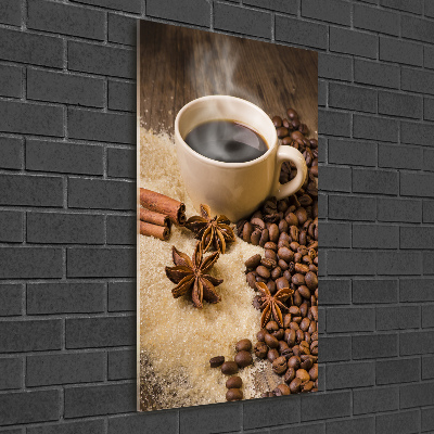 Wall art on glass Cup of coffee