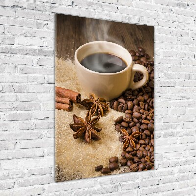 Wall art on glass Cup of coffee