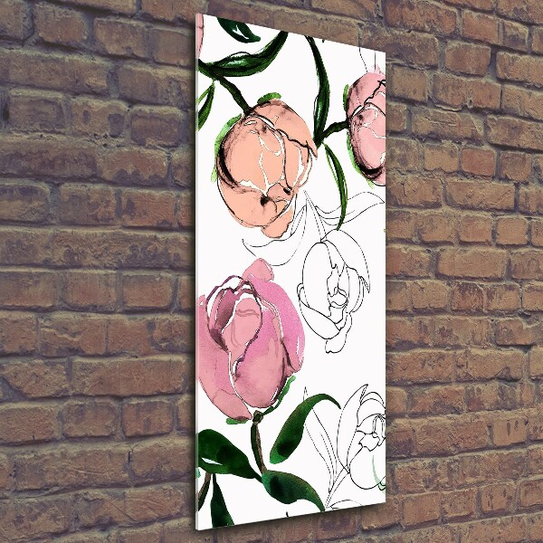 Glass wall art Peonies