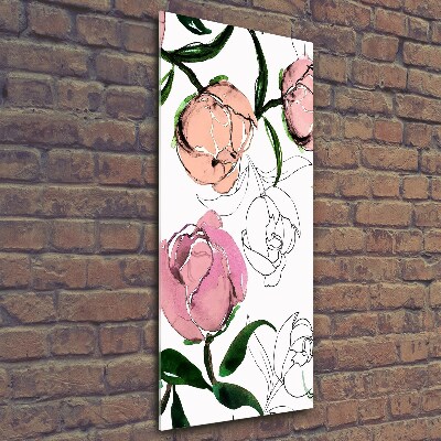 Glass wall art Peonies