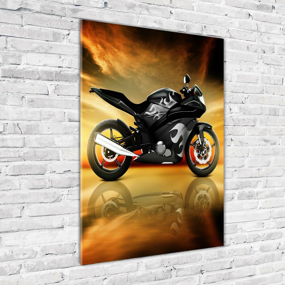 Glass wall art Motorbike