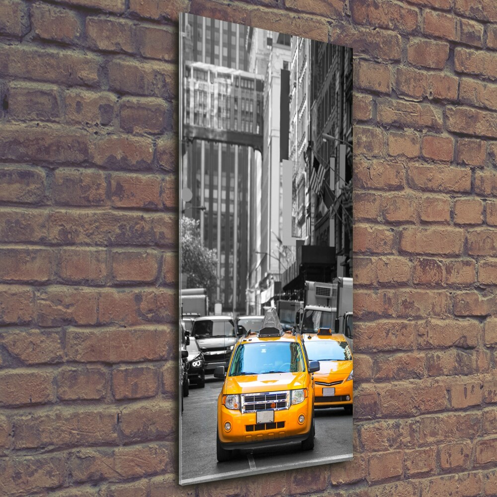 Wall art on glass New York taxis