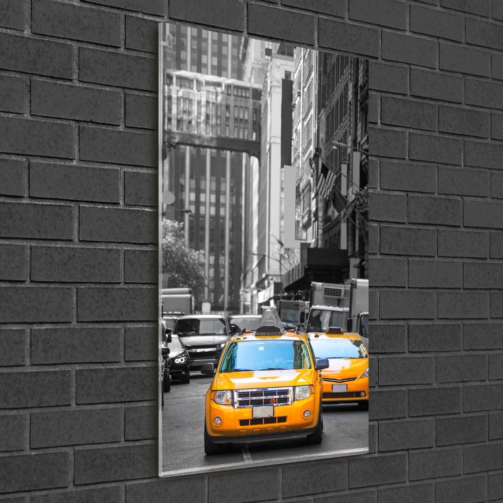 Wall art on glass New York taxis