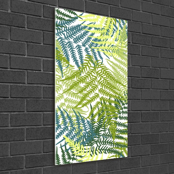 Glass art picture Fern leaves