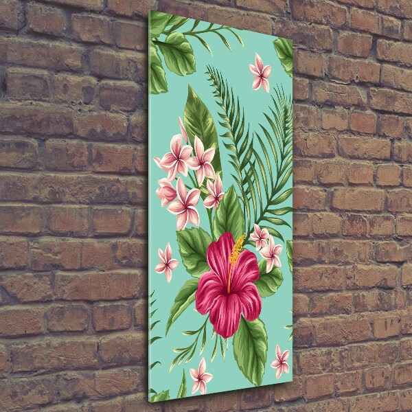 Print on a a glass Hawaiian flowers