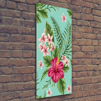 Print on a a glass Hawaiian flowers