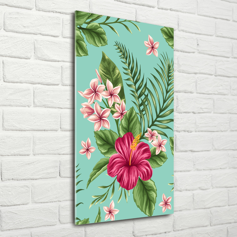 Print on a a glass Hawaiian flowers