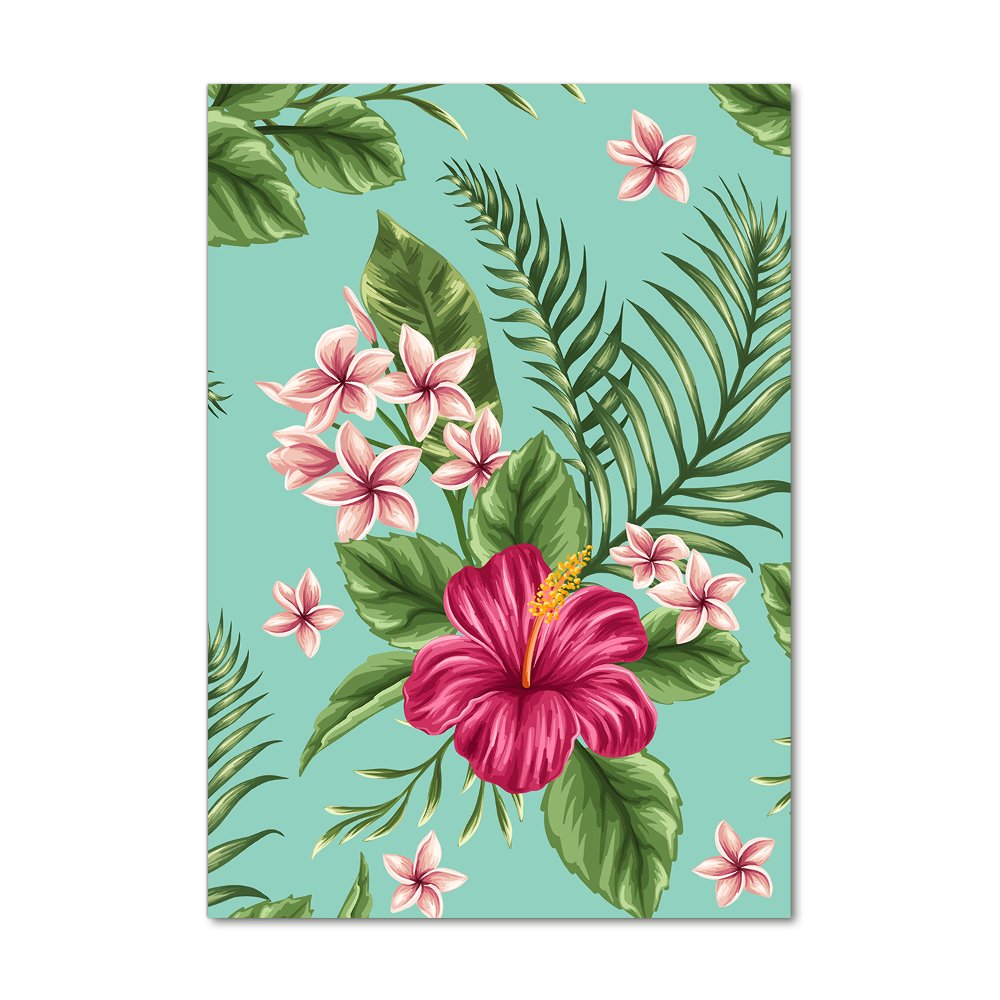 Print on a a glass Hawaiian flowers