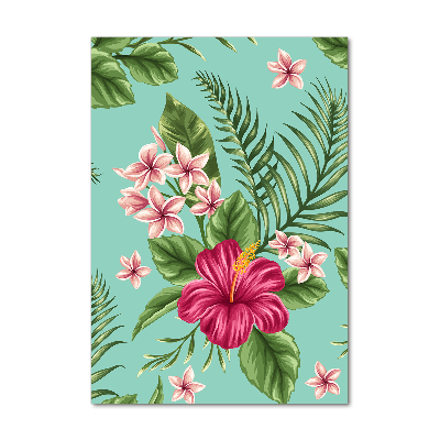 Print on a a glass Hawaiian flowers