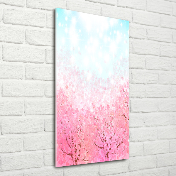 Glass wall art Cherry blossoms