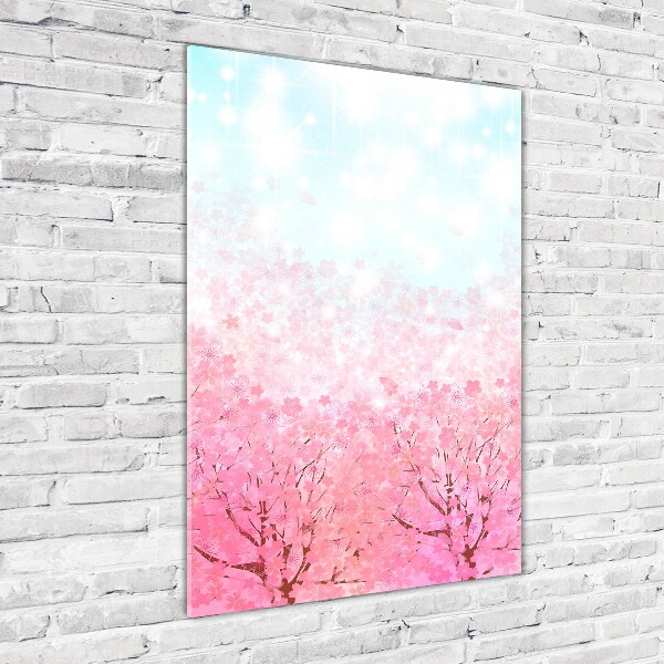 Glass wall art Cherry blossoms