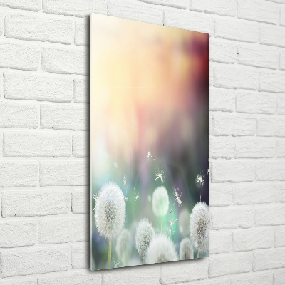 Glass wall art dandelions