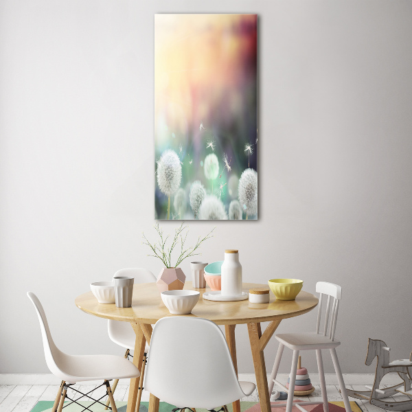 Glass wall art dandelions