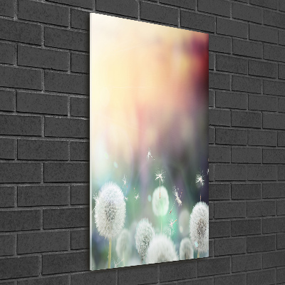 Glass wall art dandelions