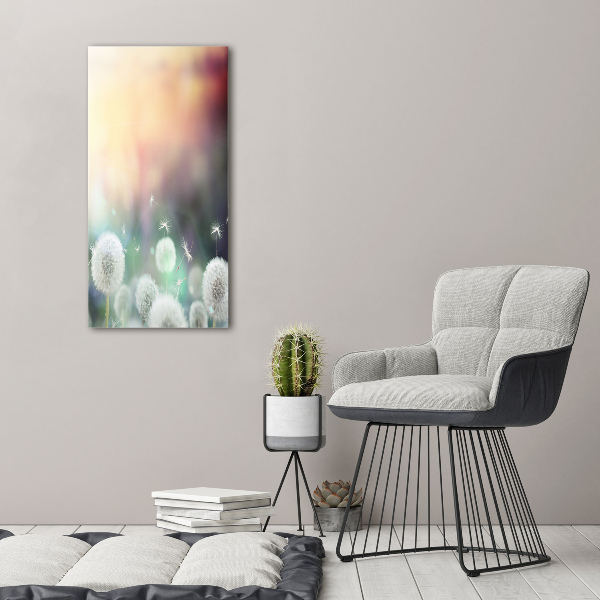 Glass wall art dandelions