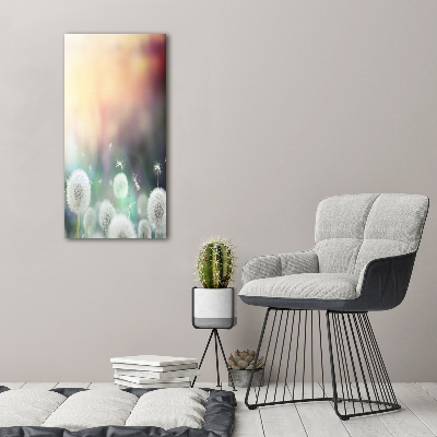 Glass wall art dandelions