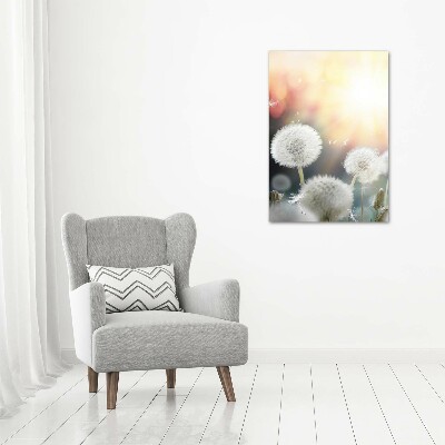 Glass wall art dandelions