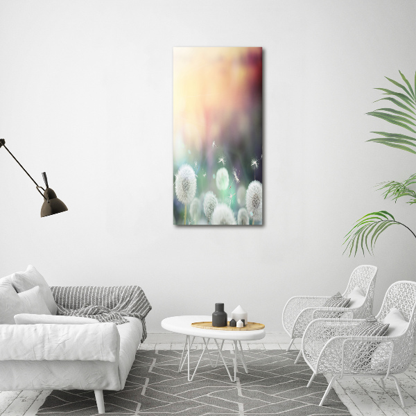 Glass wall art dandelions