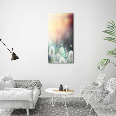 Glass wall art dandelions