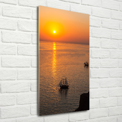 Glass picture wall art Sunset sea