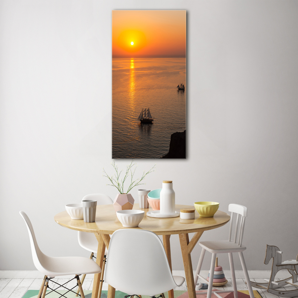 Glass picture wall art Sunset sea