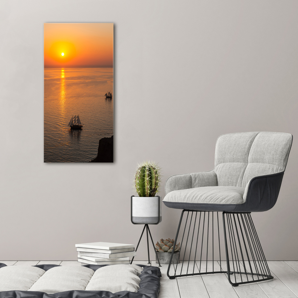 Glass picture wall art Sunset sea