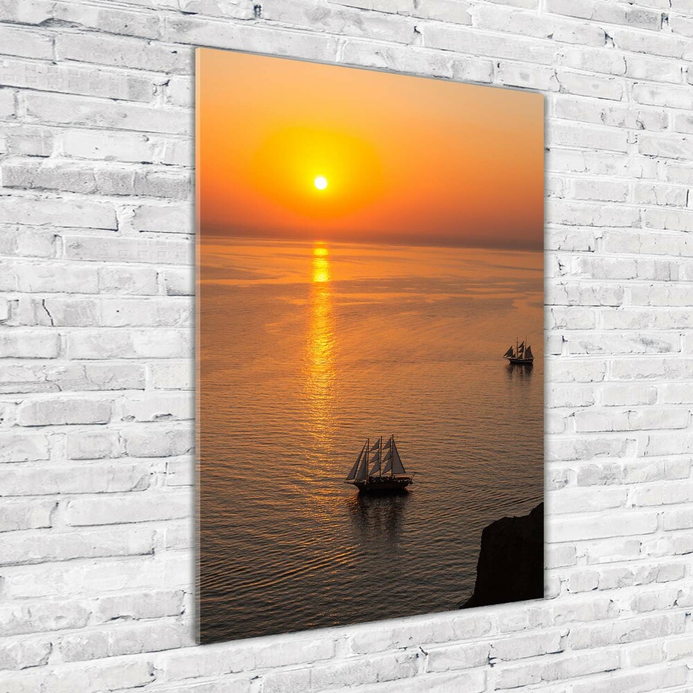 Glass picture wall art Sunset sea