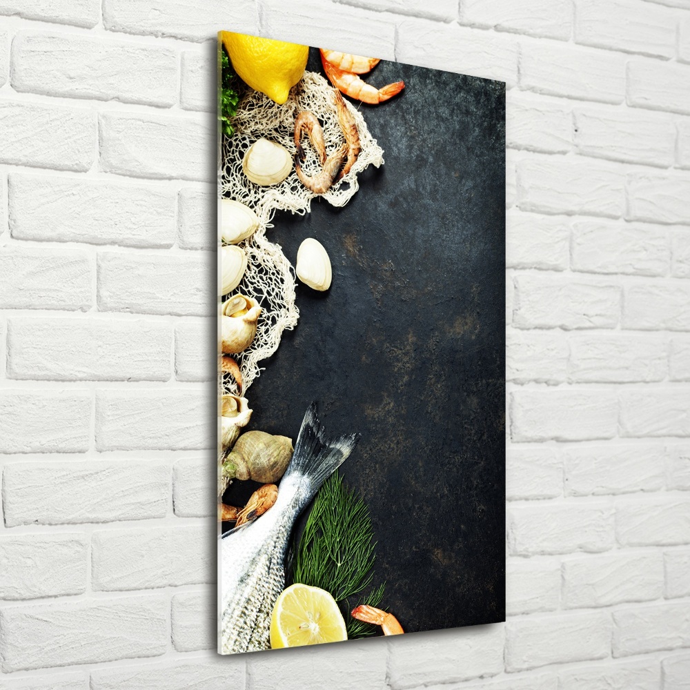 Wall art on glass Seafood