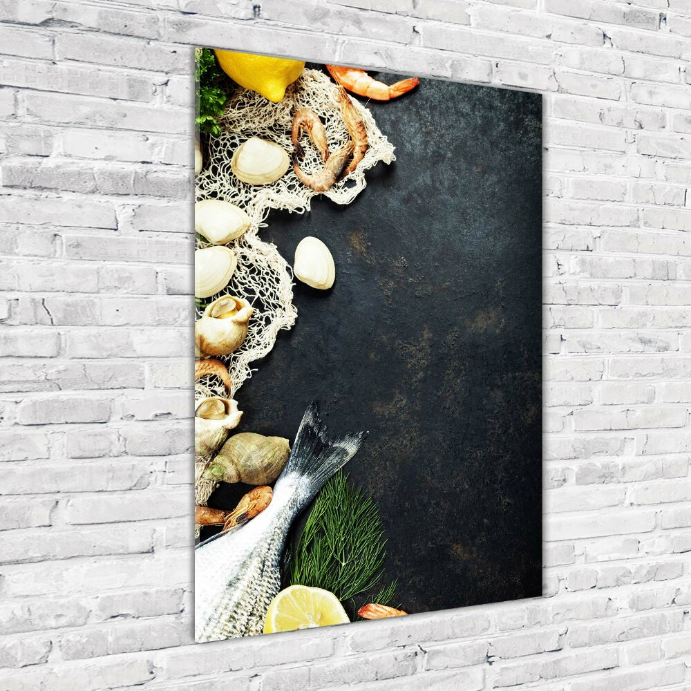 Wall art on glass Seafood