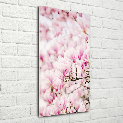 Glass art picture Magnolia flowers