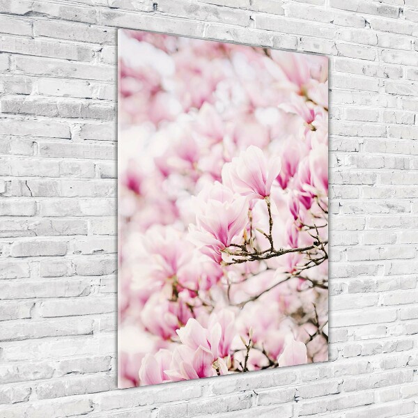 Glass art picture Magnolia flowers