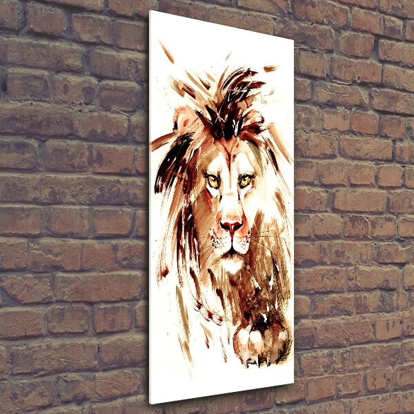 Glass art picture Lion