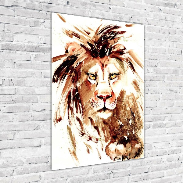 Glass art picture Lion