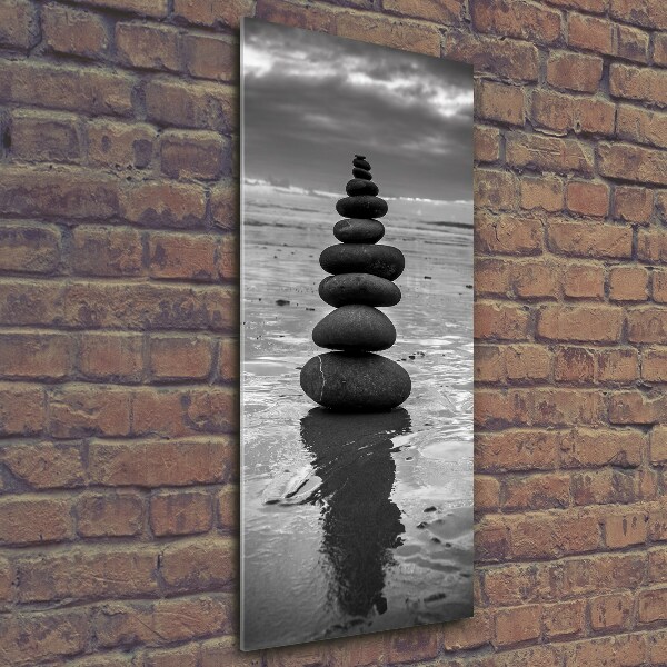 Glass picture wall art Stones on the beach