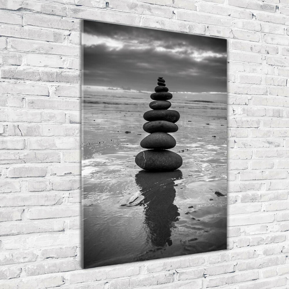 Glass picture wall art Stones on the beach