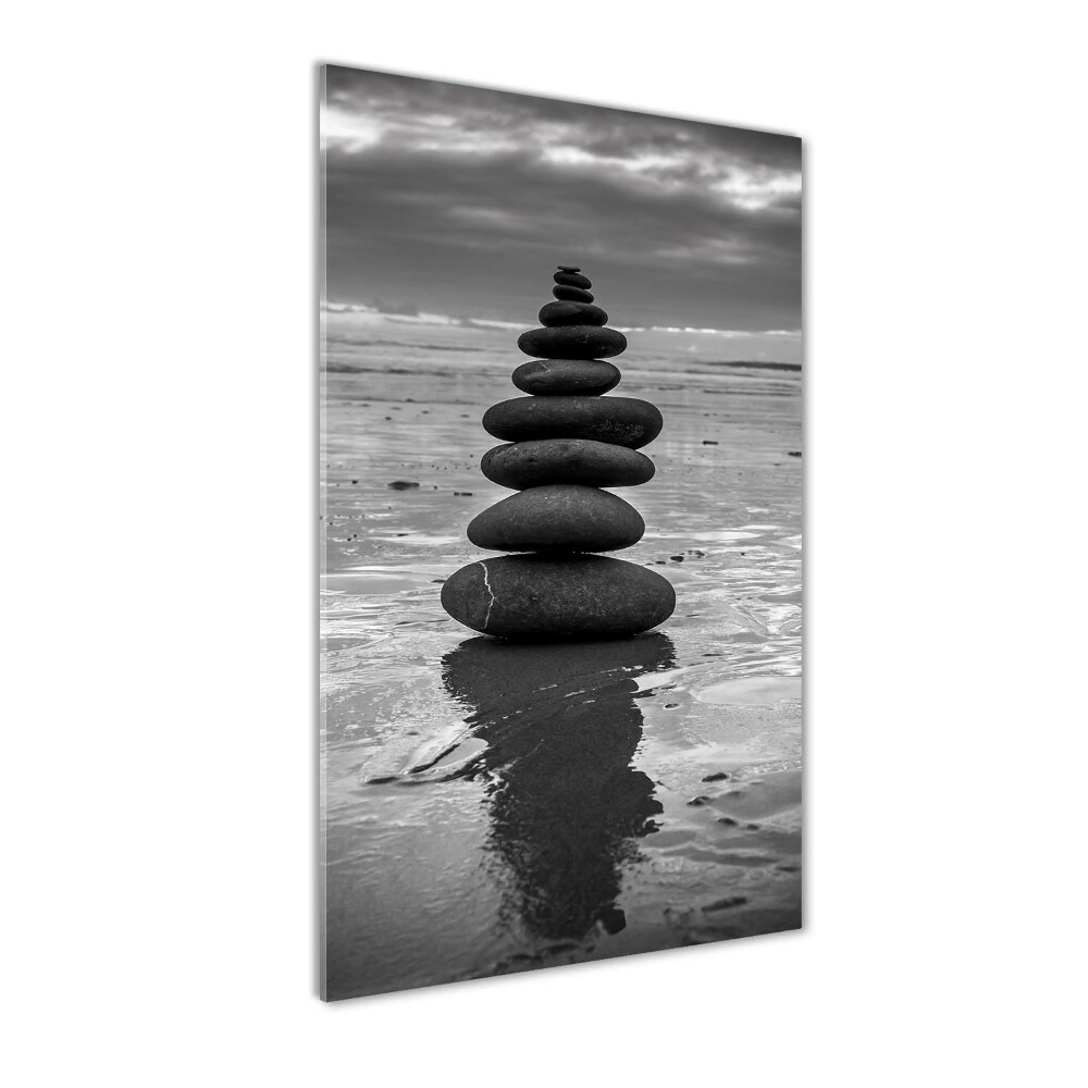 Glass picture wall art Stones on the beach