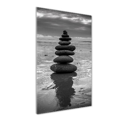 Glass picture wall art Stones on the beach