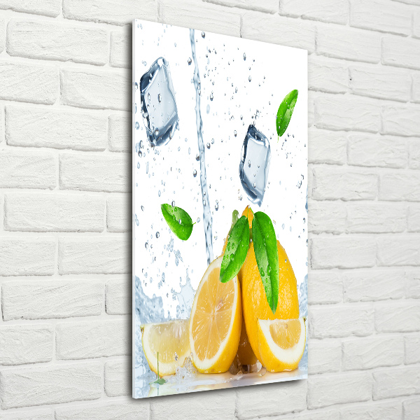 Print on a a glass Lemon and ice