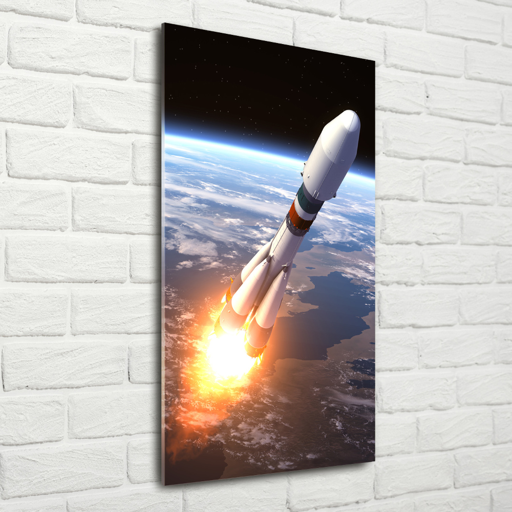 Photo printed on glass A space rocket