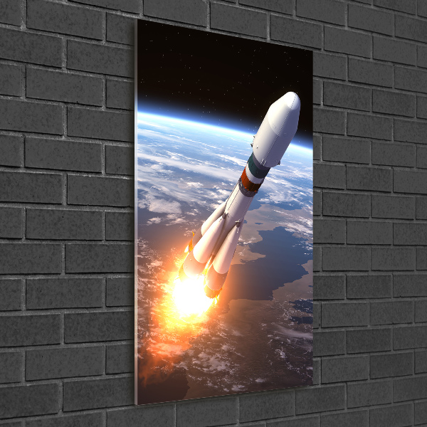 Photo printed on glass A space rocket