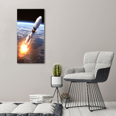 Photo printed on glass A space rocket