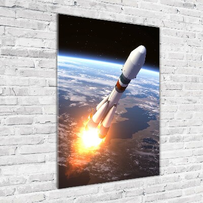 Photo printed on glass A space rocket