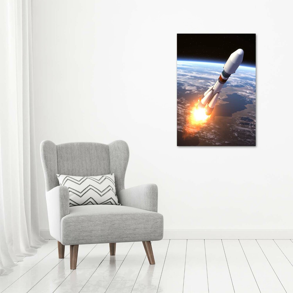 Photo printed on glass A space rocket