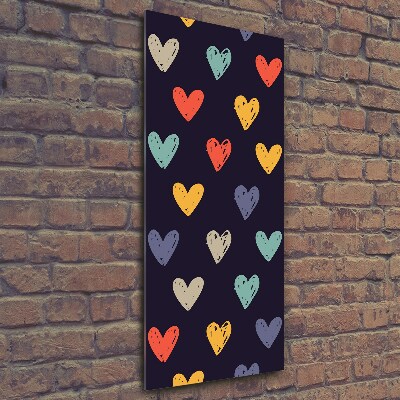 Wall art on glass Colorful hearts