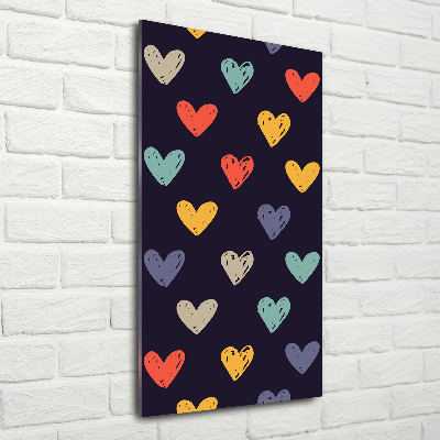 Wall art on glass Colorful hearts