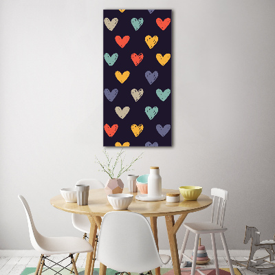 Wall art on glass Colorful hearts